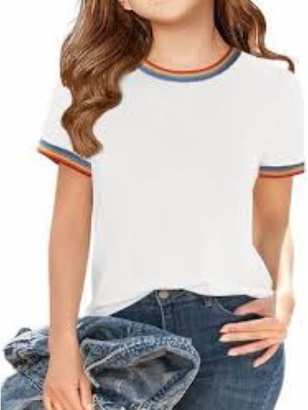 Madewell White Short Sleeve Ringer Tee with Subtle Trim! Women’s small. NWT